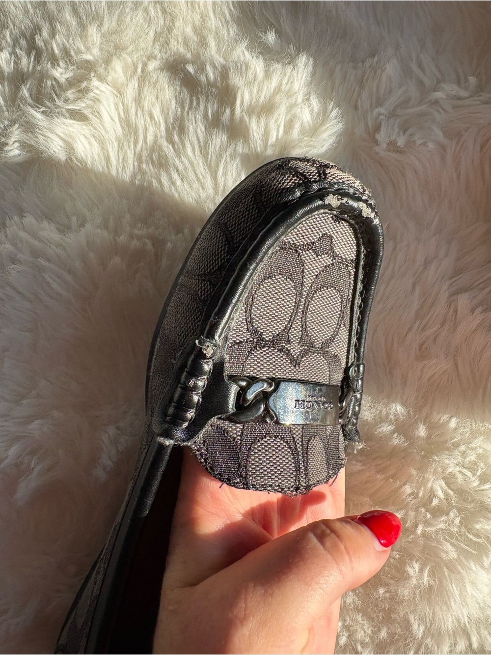 Coach Black Signature Jacquard Metal-Bit Loafers - Picture 5 of 11